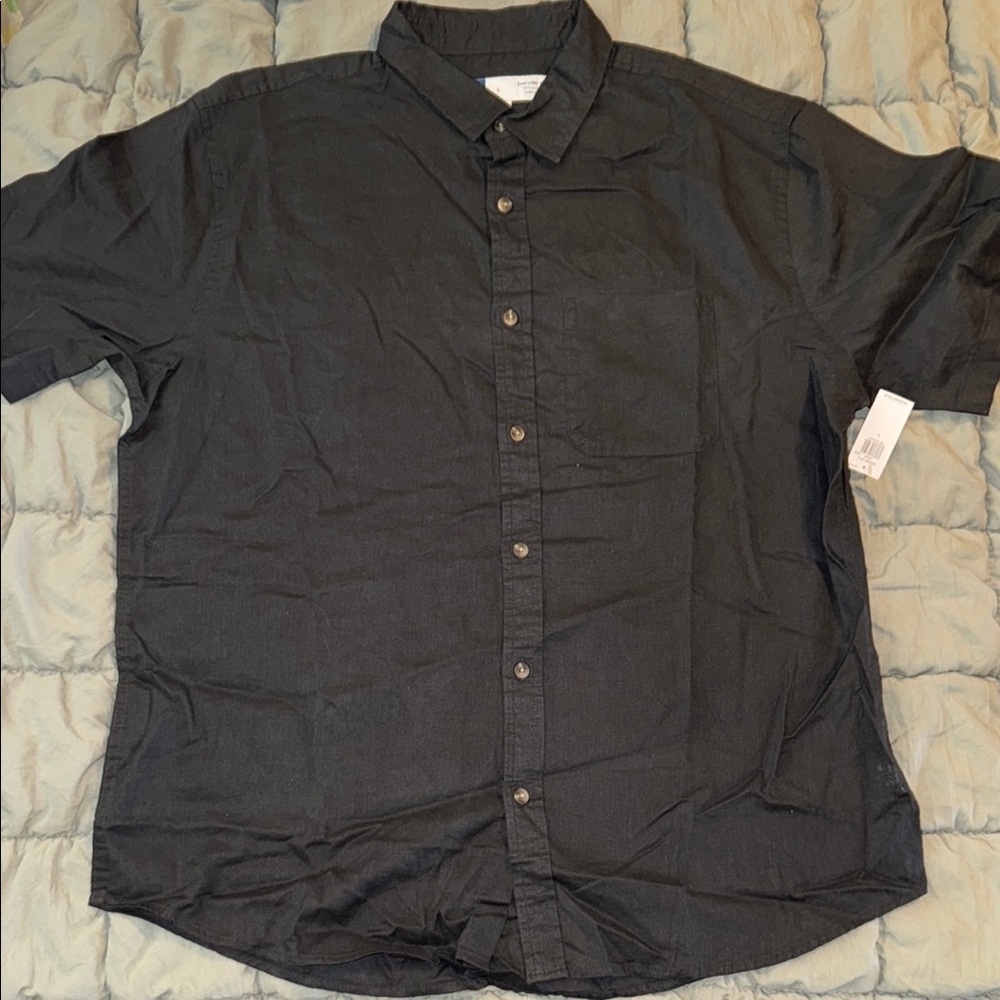 Men’s Old Navy Button Up Linen Shirt Black size L